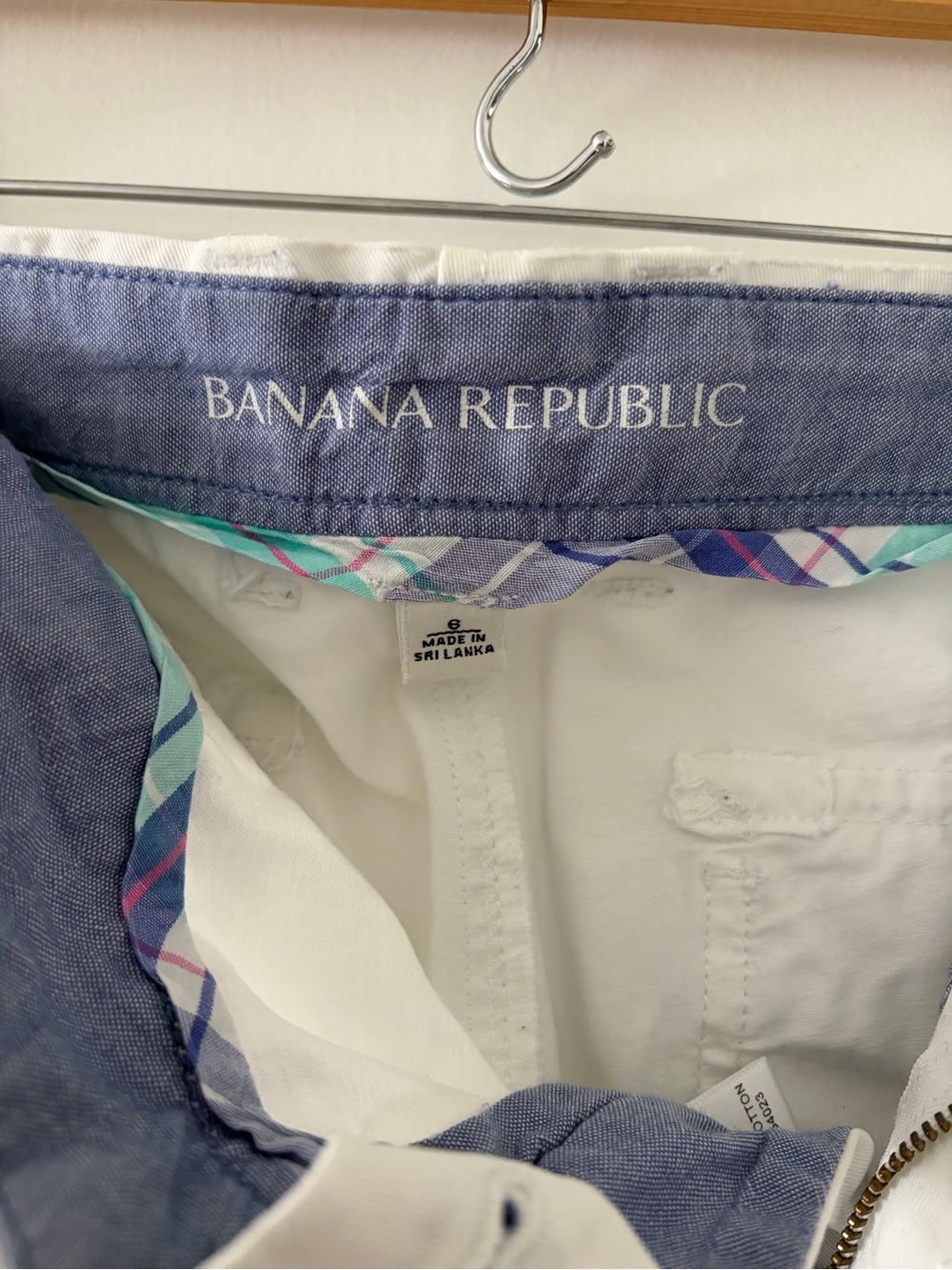 Banana Republic Slim Jeans in Chambray Blue with Plaid Trim